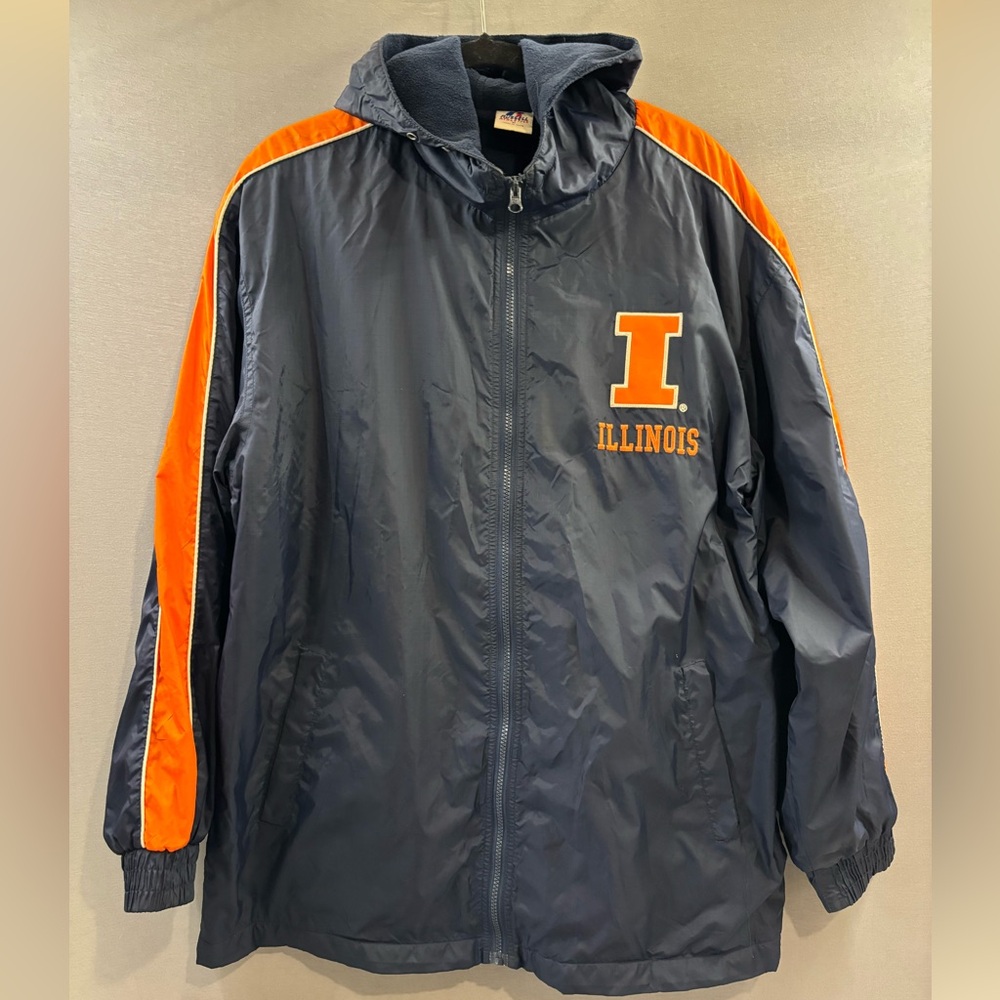 Vintage fighting illini sideline coat size medium hooded lined Illinois